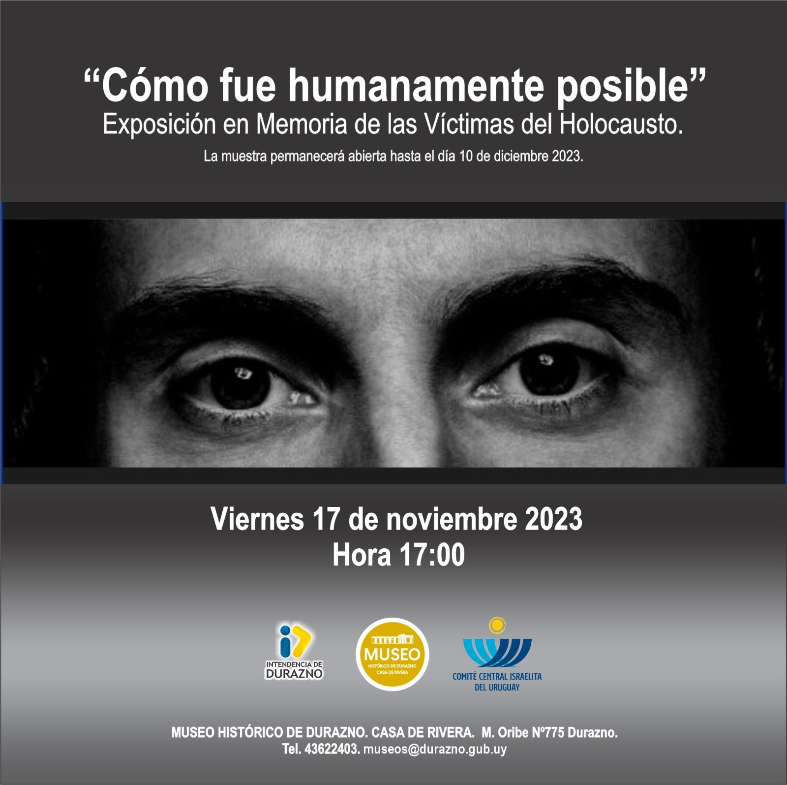 Exposición en memoria de las víctimas del Holocausto” viernes 17 de Noviembre del 2023, hora 17 