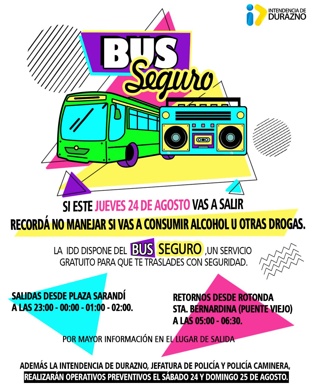 bus seguro afiche con información